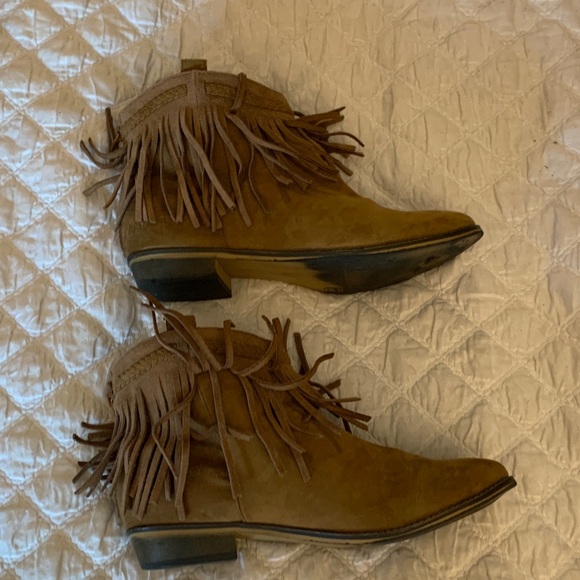 Brown Fringe Ankle Boots - Picture 3 of 6